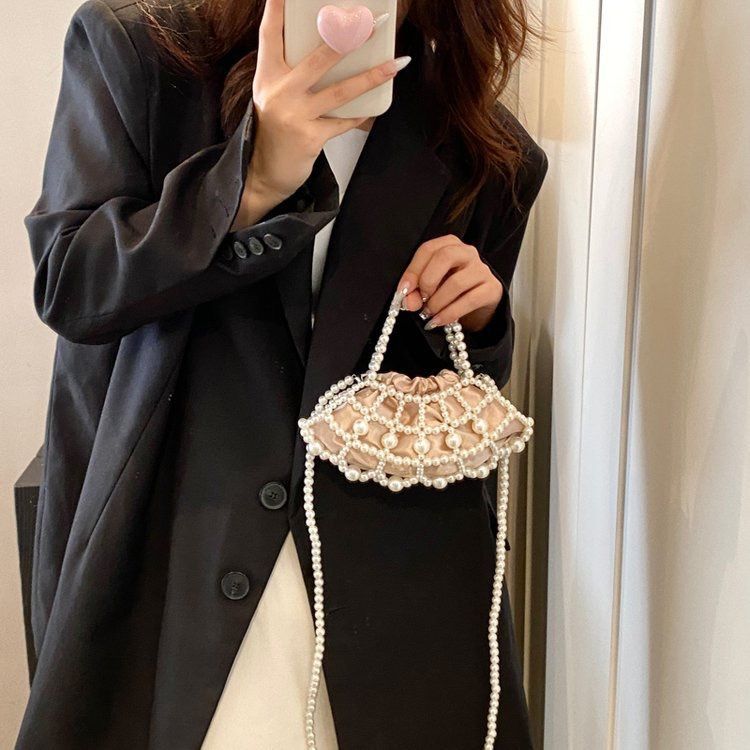Borsa a mano piccola per bambina, in maglia, per bambini e donne, estate 2025, nuova, mini perla, borsa a mano, borsa alla moda, squisita_voghion.com