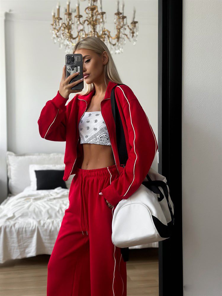 Women's Casual Streetwear Set – Zip-Up Hoodie & Drawstring Jogger Pants, Breathable Polyester Blend(S-XL, Solid Colors, Trendy Athleisure)_voghion.com