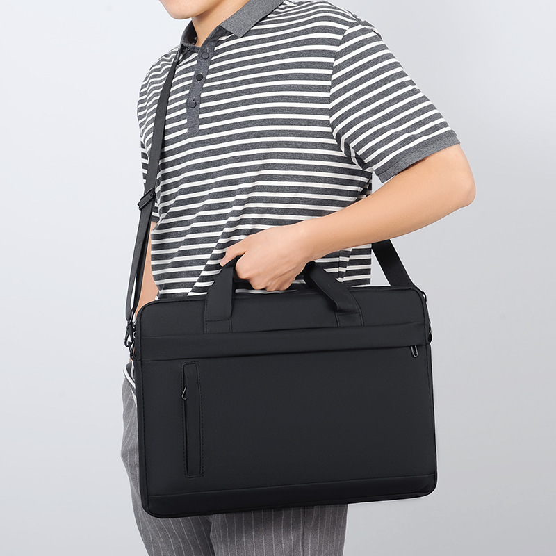 New Men's Single Shoulder Laptop Bag Business Commuting Simple Travel Briefcase Customizable_voghion.com