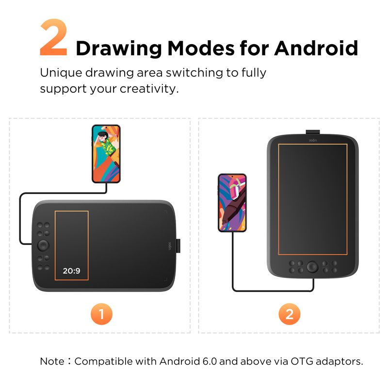 UGEE M908 Grafik-Zeichentablett 10 Zoll 8 Hotkeys Scrollrad 16K Druckstufen Kompatibel für Windows Android_voghion.com