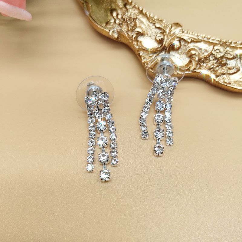 Set di gioielli da sposa - Collana, orecchini e bracciale in argento sterling con diamanti, regalo di nozze da 3 pezzi_voghion.com