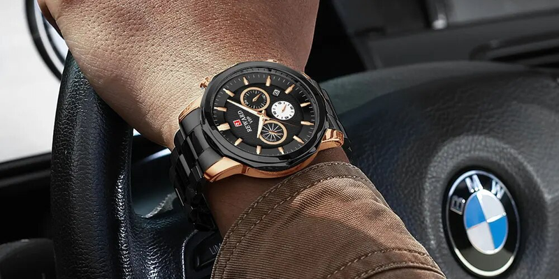 Orologio da polso in acciaio inossidabile da uomo, orologio da polso elegante da uomo, orologio da polso luminoso al quarzo, orologio da polso con data_voghion.com