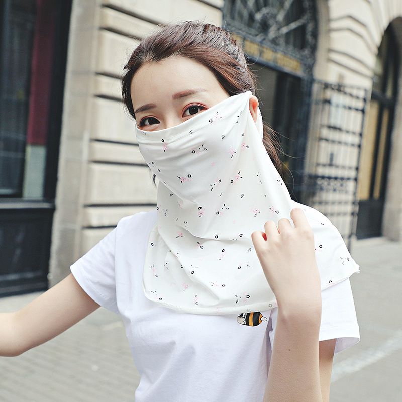 Sommer UV Ice Silk Halsmaske Sonnenschutz Atmungsaktiv Radfahren Sonnenschutz Gesichtsschutz Schal für Frauen_voghion.com
