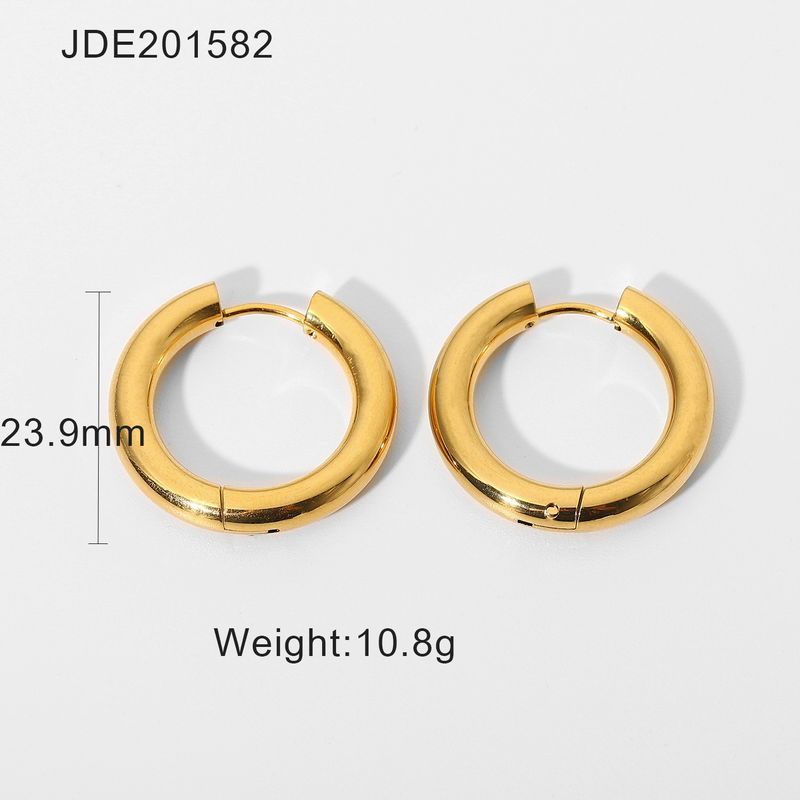 Moda jóias dupla camada banhado a ouro inoxidável sólido brincos, ouro titânio aço brincos femininos_voghion.com