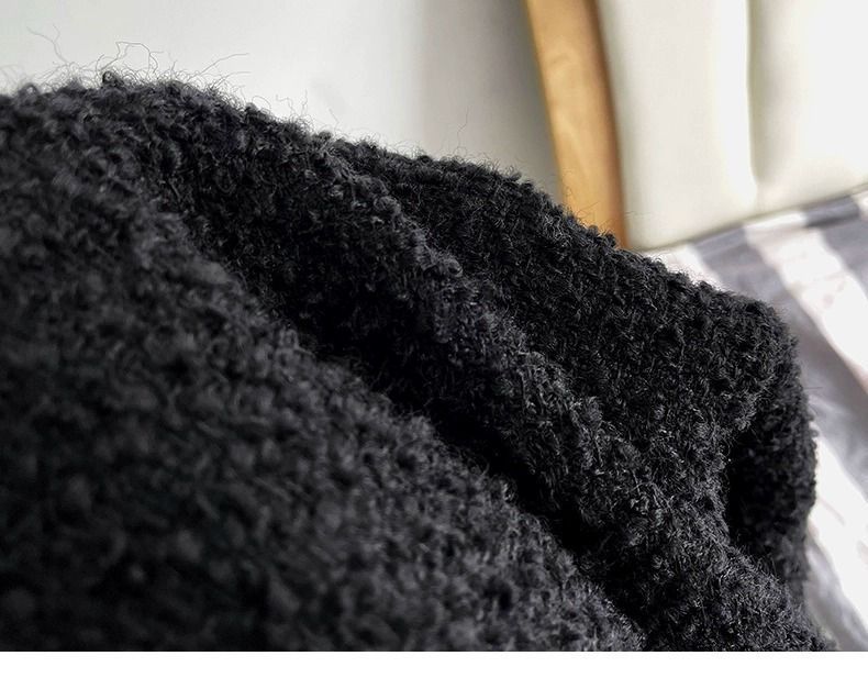 Elegante giacca corta in tweed nero da donna - Blazer corto in stile classico con maniche lunghe, scollo rotondo e bottoni (S/M/L/XL)_voghion.com