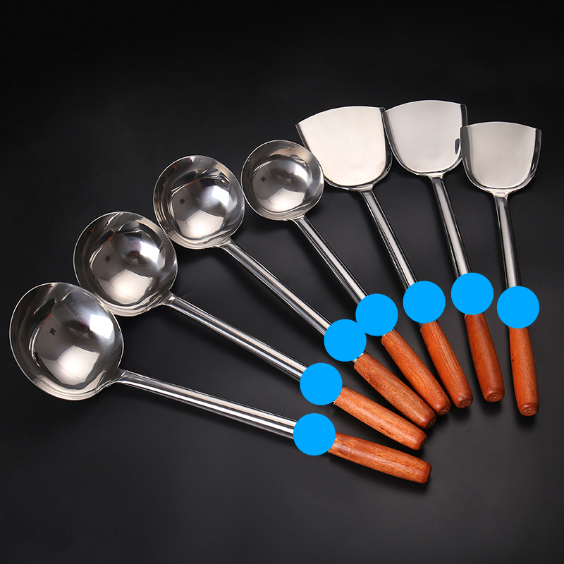 Pour un usage quotidien, manche allongé, spatule brillante spéciale Chef's Kitchen, pelle à mélanger, passoire en acier, cuisine_voghion.com