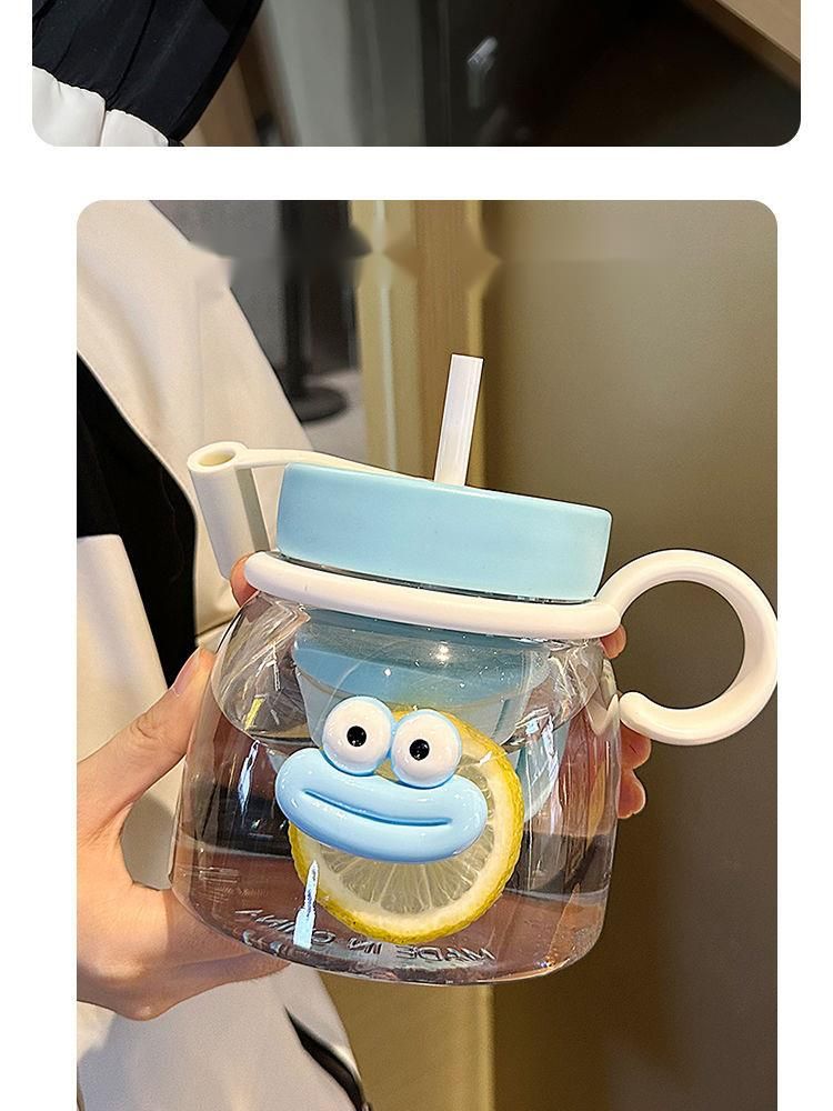 Girls' Water Bottle Summer High-Value Straw Belly Large Capacity Strainer High Temperature Resistant Cute Tea Brewing_voghion.com