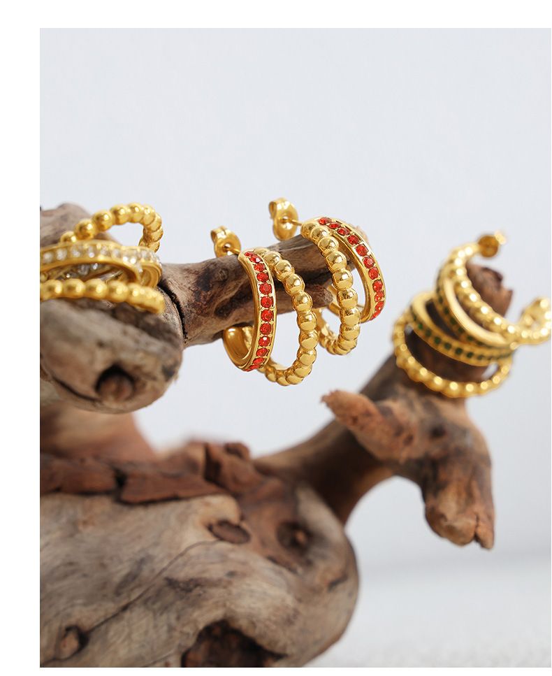 Orecchini a doppio cerchio in acciaio al titanio con zirconi cubici e design a onda, ipoallergenici, leggeri, per donna_voghion.com