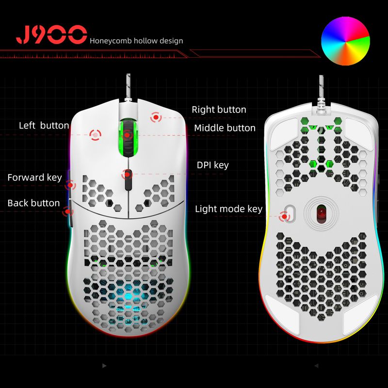 New lightweight hole game mouse, hollowed out esports computer, wired luminous mouse suitable for laptops and desktops_voghion.com