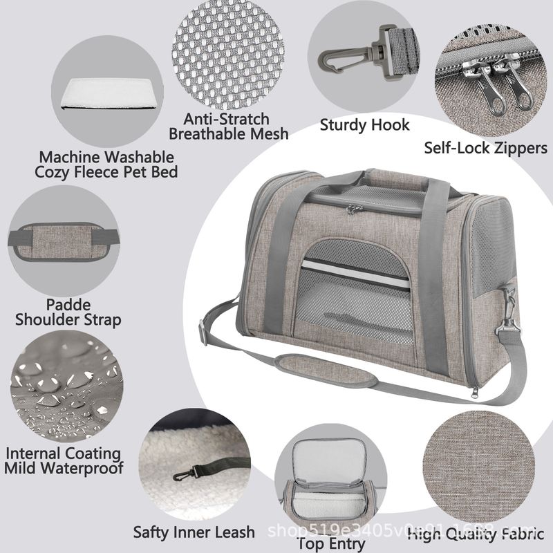 Portable Carrier Handheld Crossbody Box Foldable Breathable Cat Dog Bag Pet Travel_voghion.com