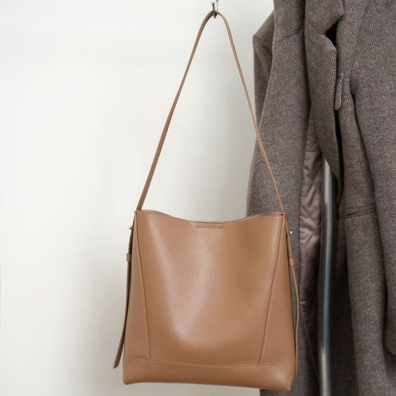 Borsa a secchiello Gefini da donna, grande capacità, leggera in vera pelle, nuovo modello 2025, borsa a tracolla con una sola spalla,_voghion.com