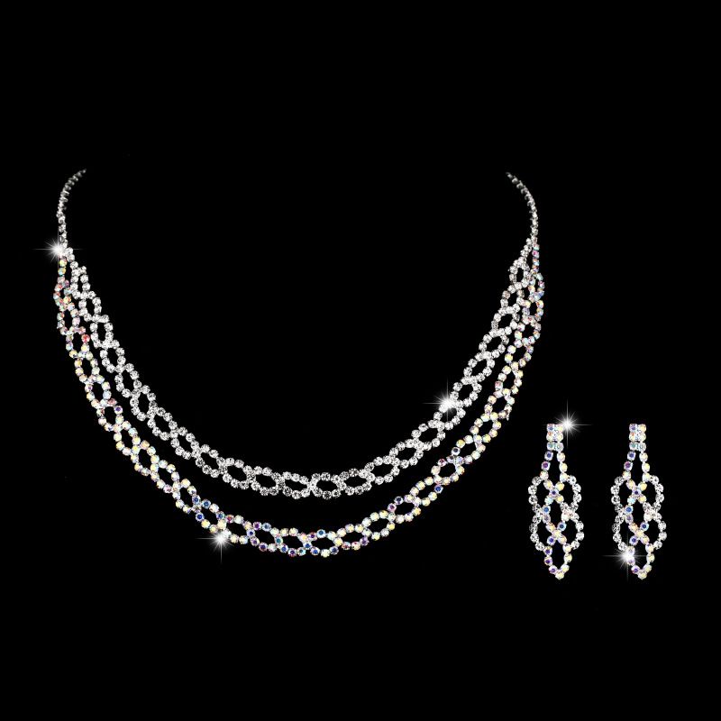 3-Piece Rhinestone Jewelry Set - Necklace, Earrings & Bracelet With Full Diamond Accents, Elegant Women's Accessories_voghion.com