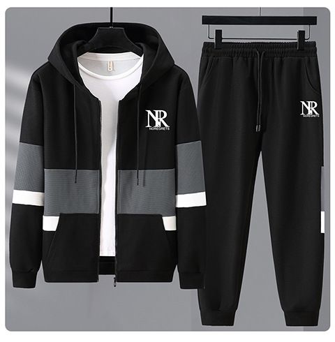 Herren-Set aus Kapuzenpullover und Jogginghose in Übergröße – 5XL bis 11XL, bequemer Pullover mit Reißverschluss und Kapuzensweatshirt und Jogginghose für große und schwere Männer_voghion.com