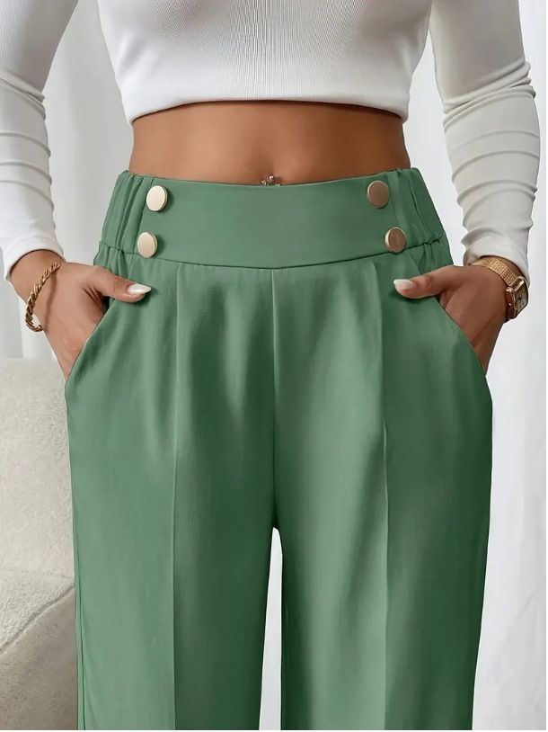 Dameskleding Drape Mopping Casual Broek Hoge Taille Broek Losse Temperament Recht Niche Ontwerp Effen Kleur Broek_voghion.com