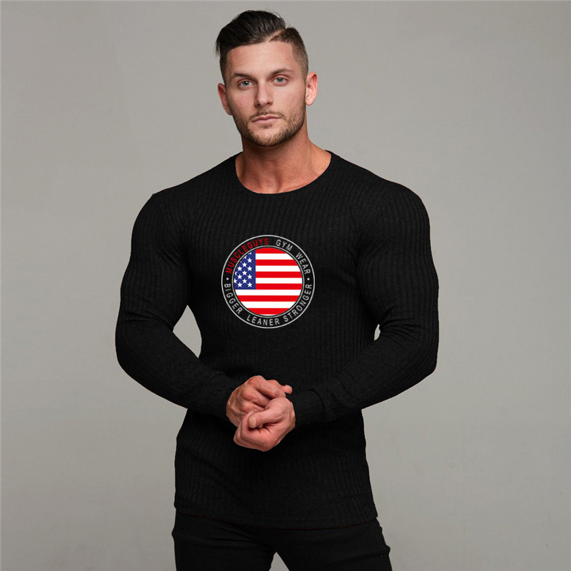 Herrenmode Slim-Fit Pullover T-Shirt Rundhalsausschnitt Top Fitness Langarmpullover_voghion.com