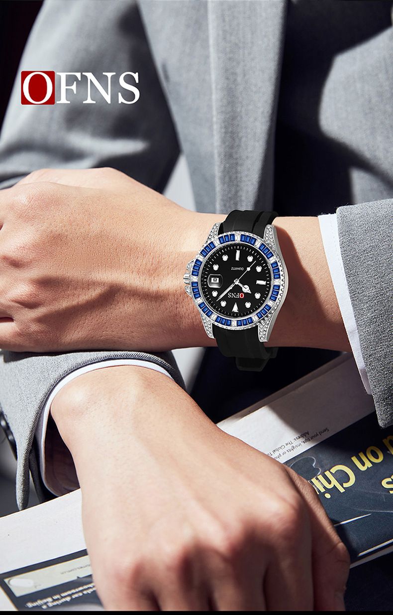 Men's Classic Diver Style Watch With Luminous Dial, Waterproof Casual Wristwatch With Date Function TPU Strap Classic Green Water Ghost Luminous Watch_voghion.com