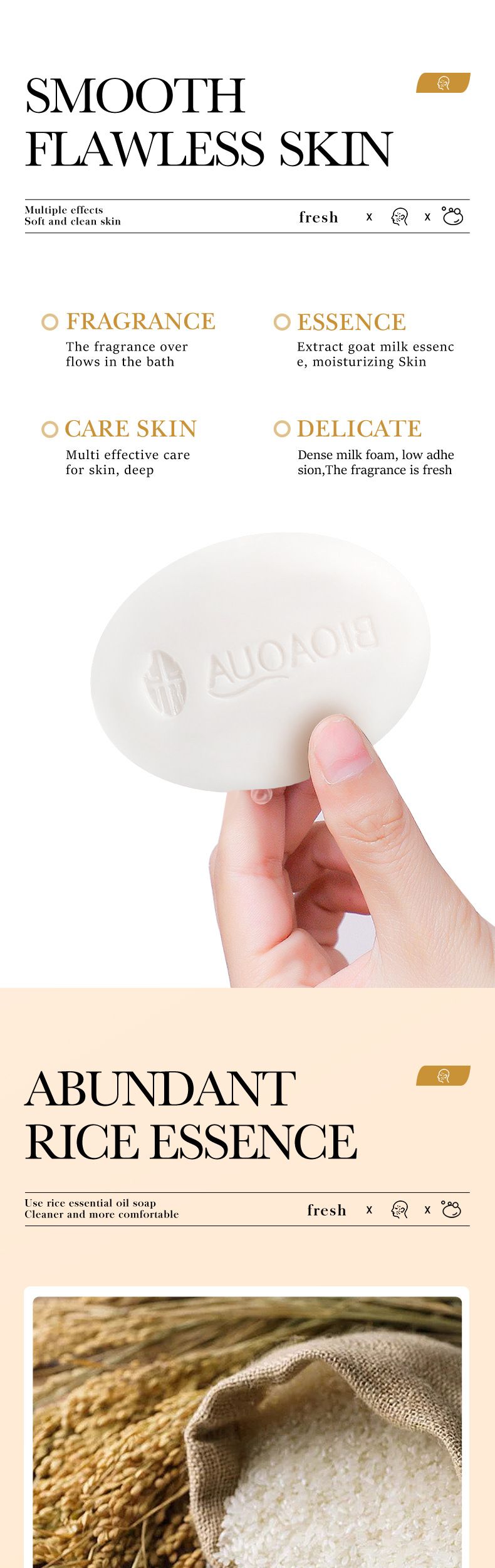 Savon nettoyant fait main aux huiles essentielles BIOAOUA au riz anglais complet_voghion.com