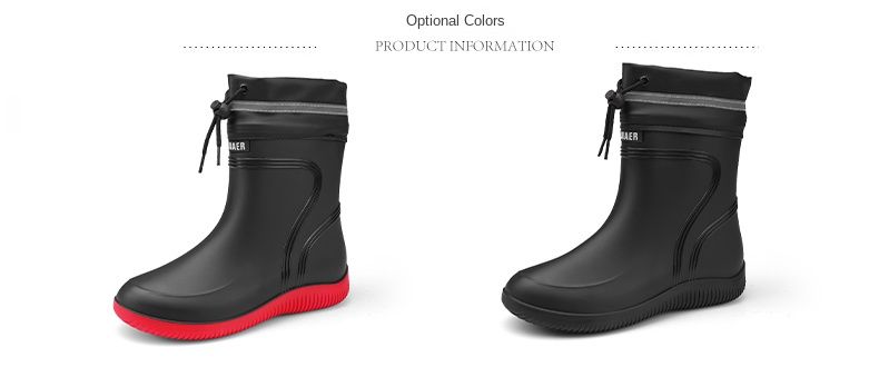 Single Shoe Midsole Waterproof Mouth Rain Boots 39-45_voghion.com