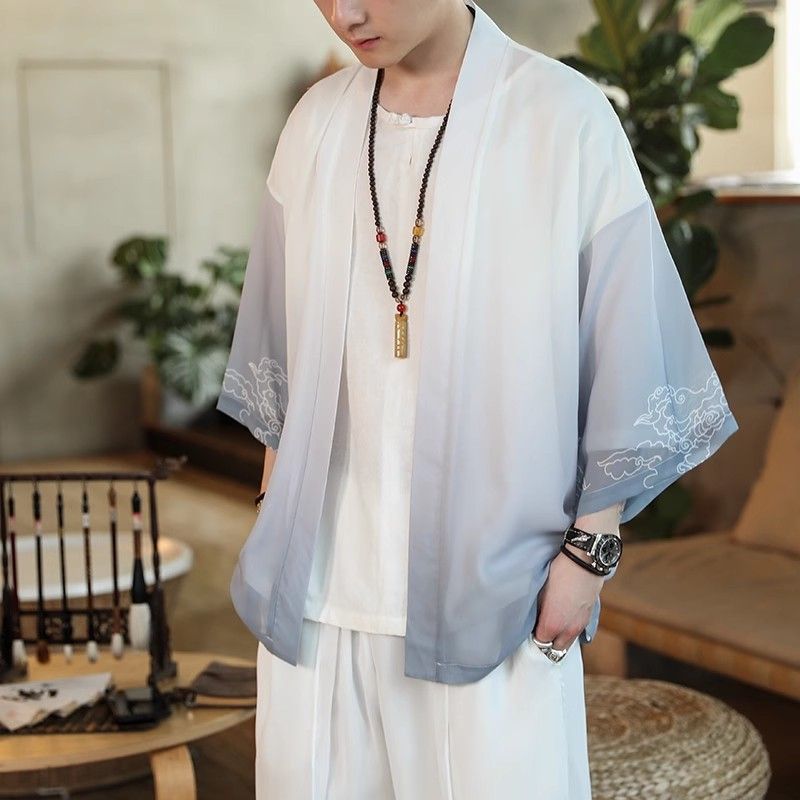Costume Han chinois en mousseline de soie, vêtements de protection solaire de printemps et d'été anciens_voghion.com