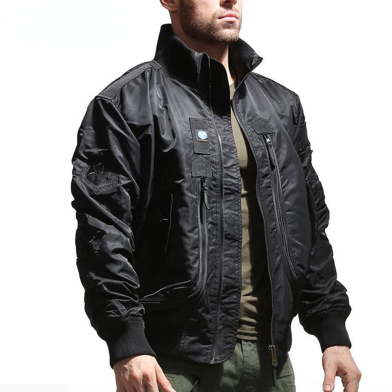 2024 Spring Autumn Loose Tactical Military Jackets Big Pocket Pilot Coat Bomber Jacket Zipper Flight Outwear_voghion.com