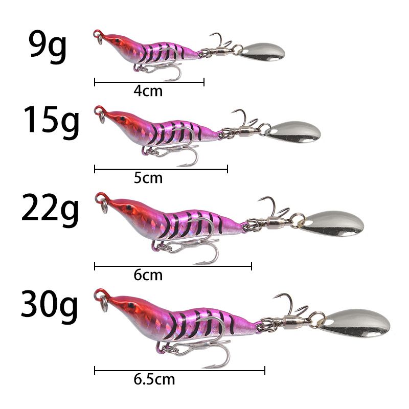 Lure Bait Long Throw Full Attack Garneļu Metāla ēsma VIB Blood Groove Āķis Vistas nags āķis Rotējošais vizulis simulācijas ēsma zvejas rīks_voghion.com