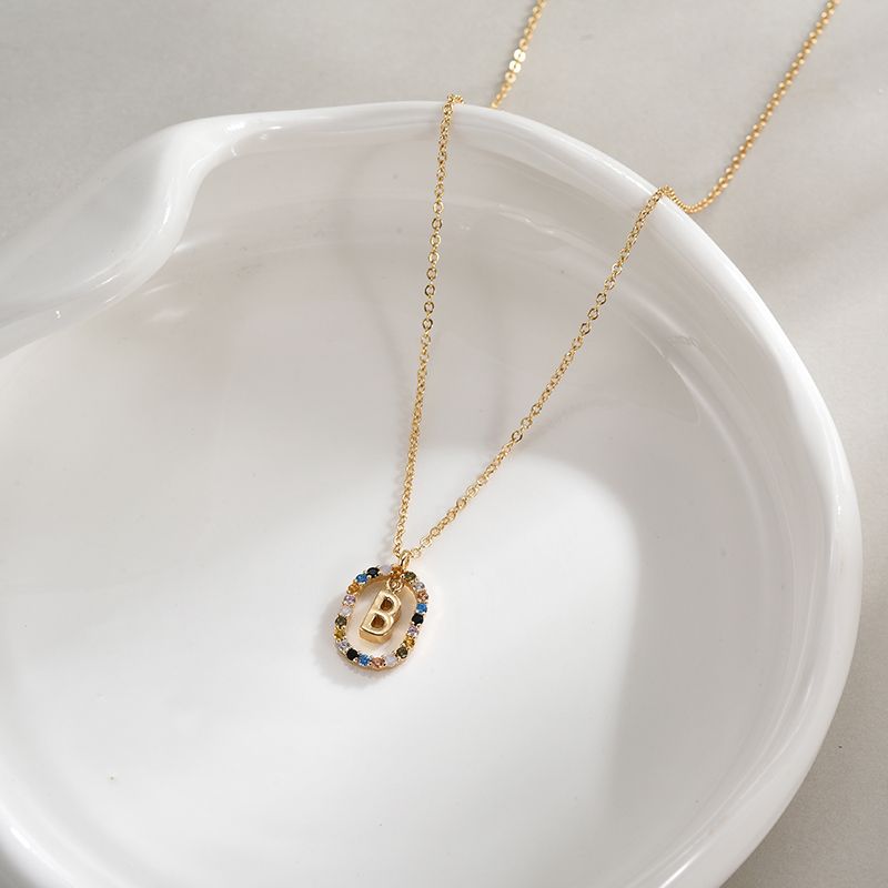 Fashion New Fashion 26 Pendant Sterg Sier Colorful Zirconia Letter Necklace Gift for Women Fine Jewelry_voghion.com
