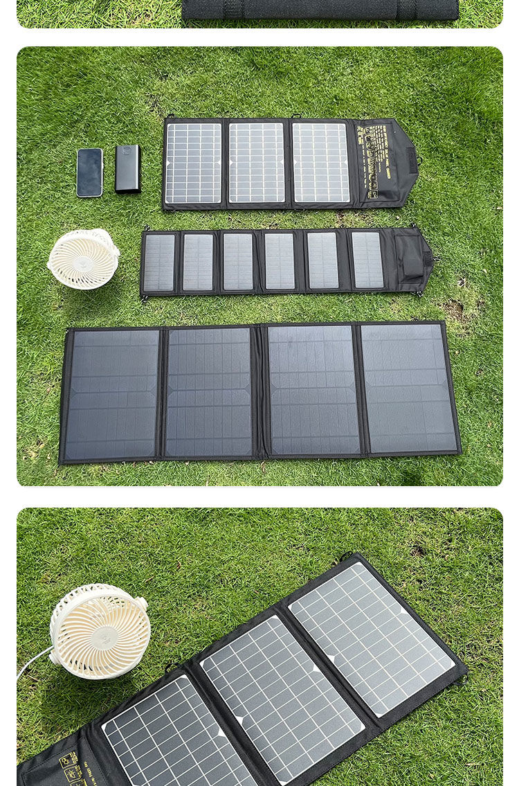 Monokristallines Silizium-Solarpanel, faltbar, tragbar, für den Außenbereich, Camping-Telefon-Ladegerät, schnelles Aufladen_voghion.com