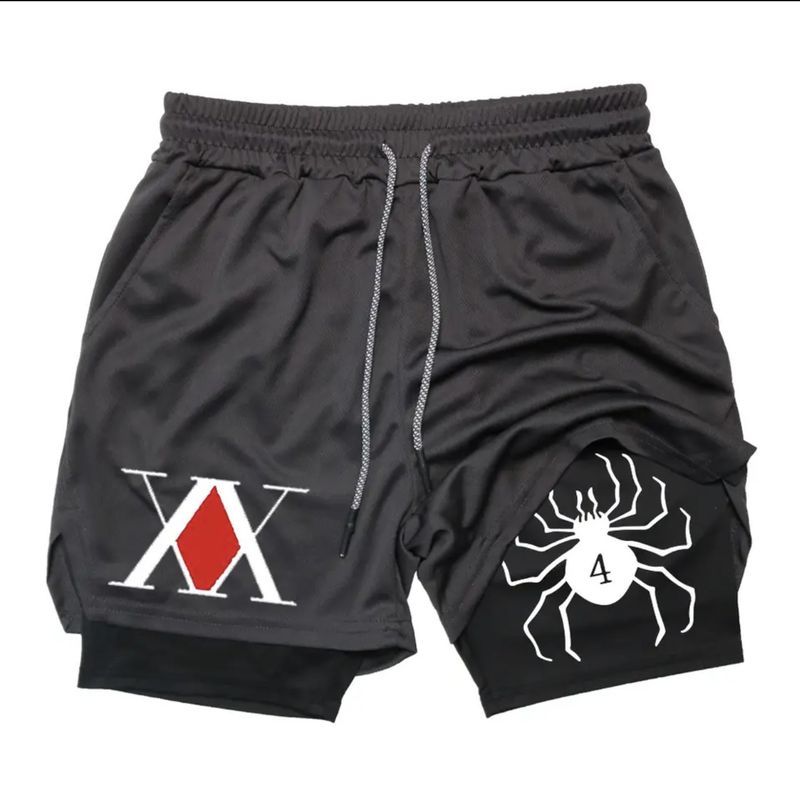 Premium Products 2025 New Dark Spider Printed Men's 2-in-1 Double Layer Shorts For Fitness, Running, Sports And Leisure_voghion.com