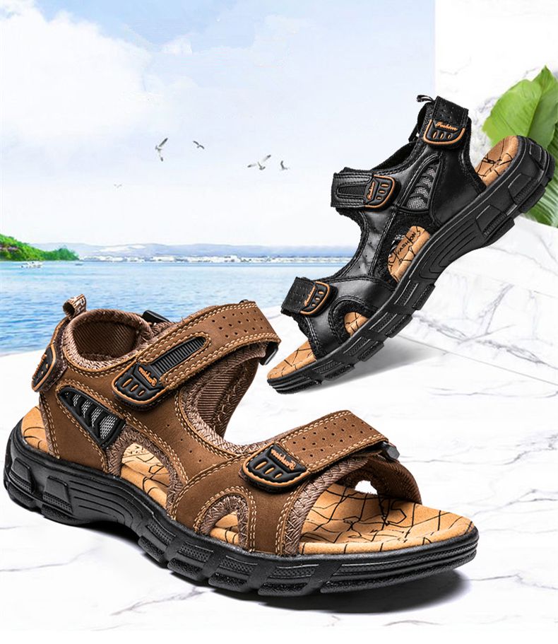 Echt Lieder Männer Sandalen Summer Fräizäit Männer Schong Héichqualitativ mëll Casual Sandalen fir Männer Strand Wanderschong Gréisst 46_voghion.com