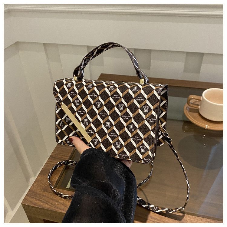 Borsa da donna casual a quadri, personalità giovanile, 2025, nuova, semplice ed elegante borsa a tracolla da pendolare, da donna, in metallo con blocchi di colore_voghion.com