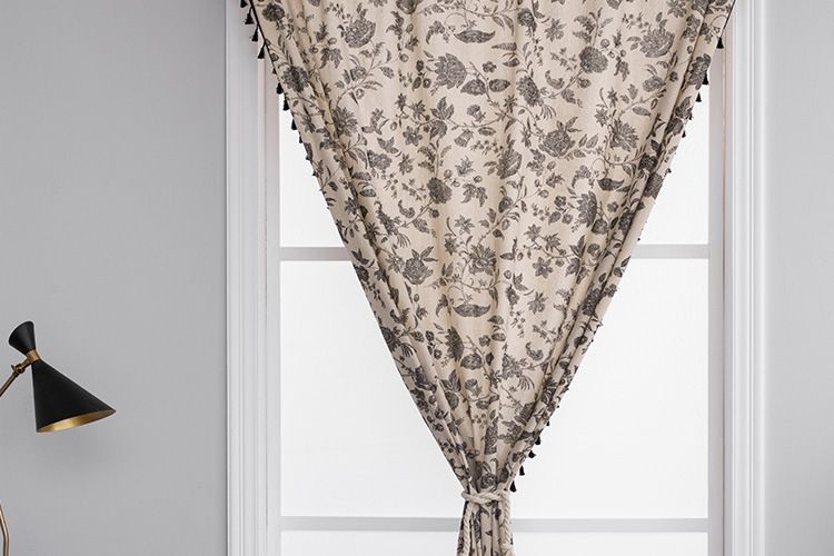 Cortinas opacas bohemias: cortinas estampadas de lino y algodón con borlas para cocina y ventanal (estilo boho chic, filtran la luz, confeccionadas)_voghion.com