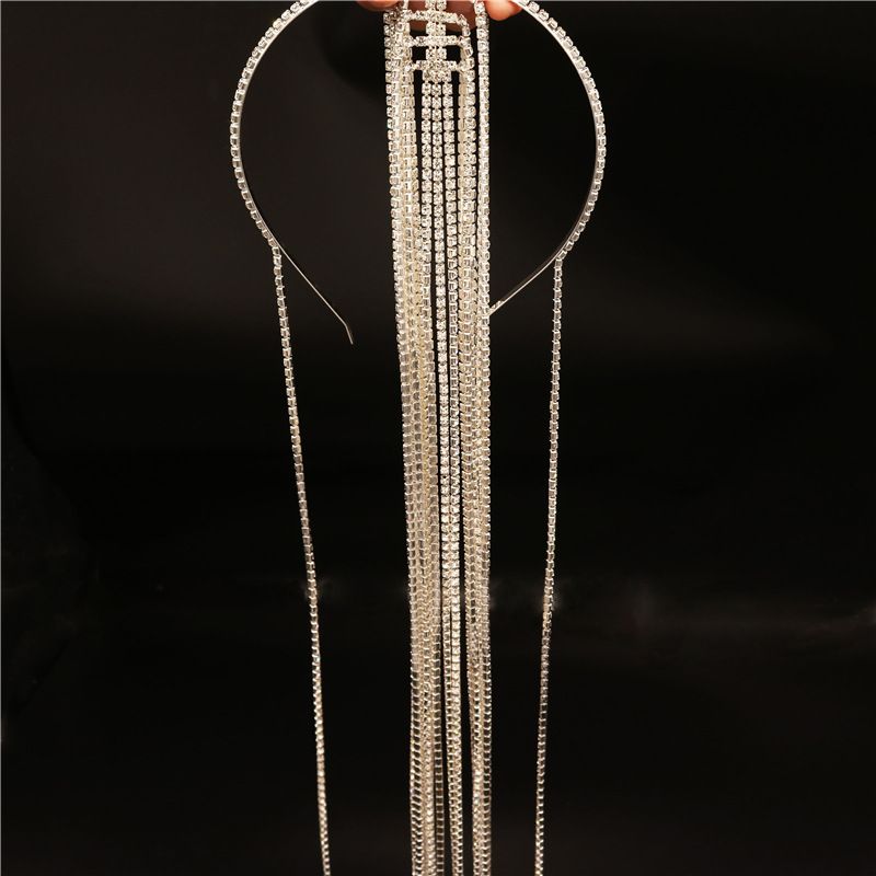 New product accessories: rhinestone long tassel headpiece, exaggerated and personalized headband Instagram style_voghion.com