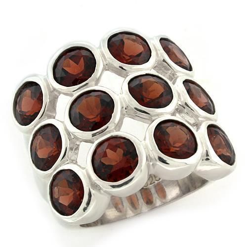 LOAS1120 - High-Polished Sterling Silver Ring with Semi-Precious Spinel in Garnet_voghion.com