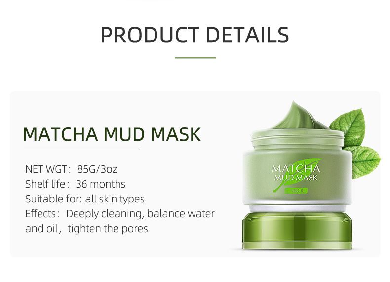 Tratamentos e Máscaras Laike Longjing Matcha Mud Mask Matcha Refrescante Hidratante Embalagem em Inglês_voghion.com