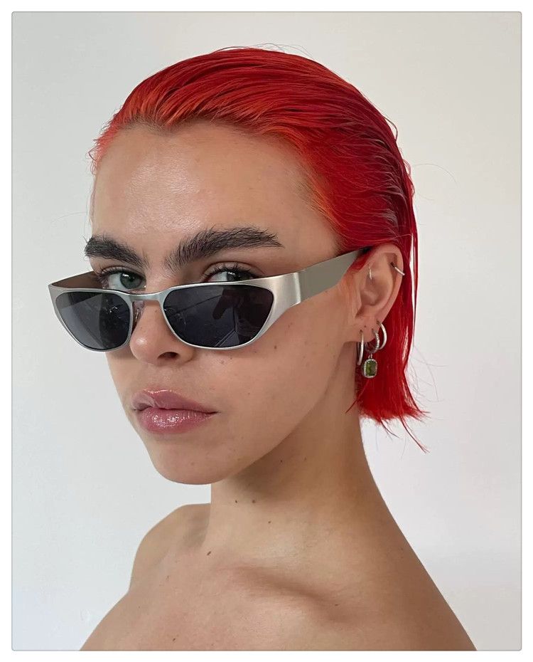 American Style Metal Cat Eye Personalized Concave Shaped For Hot Girls On The Street Fashionable UV Resistant Sunglasses_voghion.com