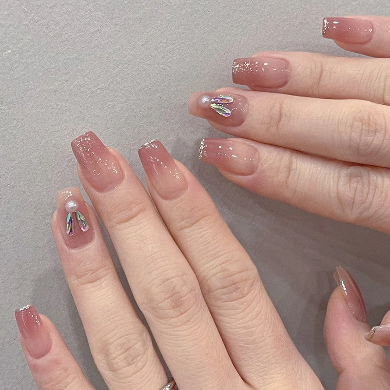 24Pcs Kopf Quadrat Volle Abdeckung Nagel Tipps Kurze Ballerina Falsche Nägel Tragbare Rosa Gefälschte Nägel Mit Blumen Desig S S_voghion.com