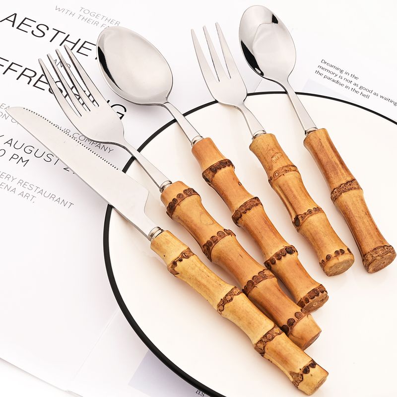 Bamboo Handle Flatware - Western Style Tableware_voghion.com