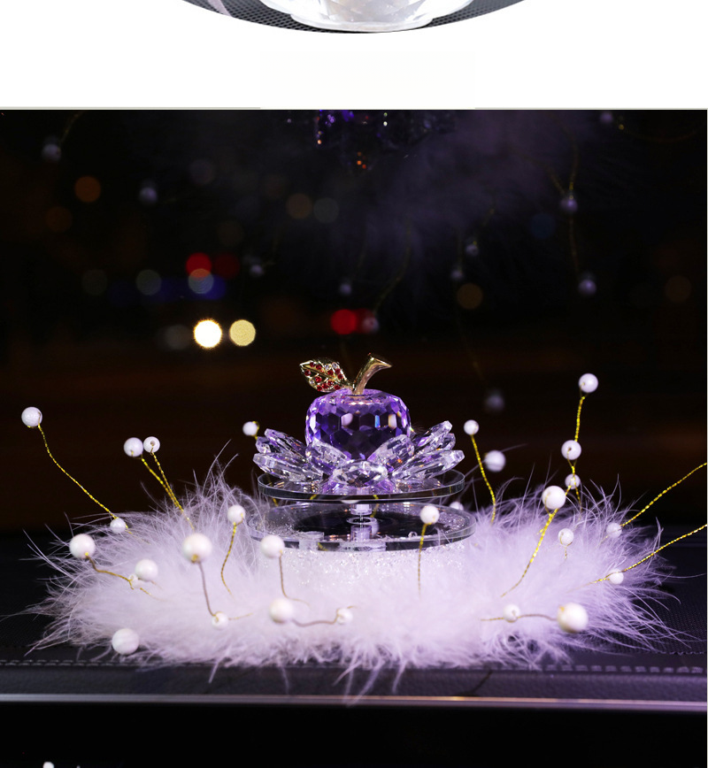 Solar Rotating Crystal Lotus Parfum Sedež Dekoracija Notranjost Avtomobila Ženska Elegantna Sredinska Konzola_voghion.com