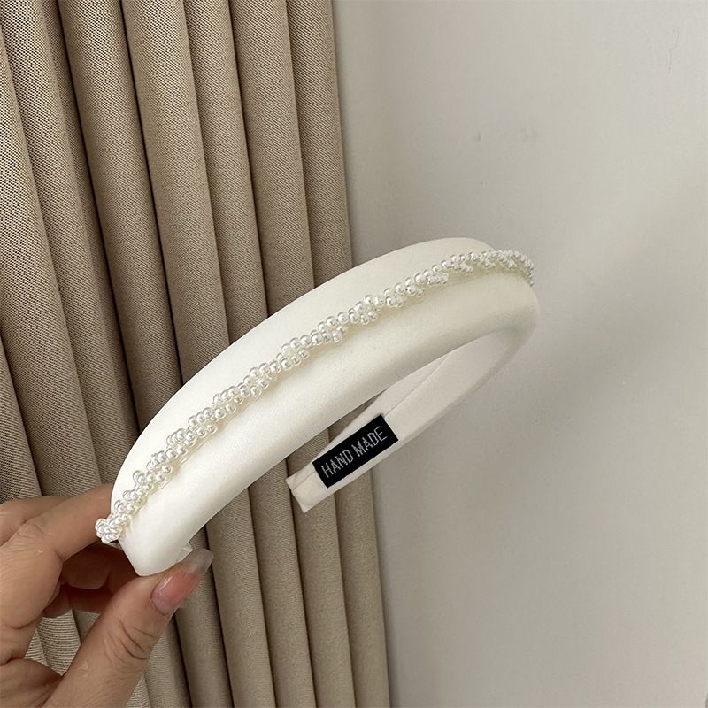Estilo coreano em tecido de cetim de seda pérola barroca fragrância doce faixa de cabeça acessórios de cabelo da moda faixa de cabelo de esponja_voghion.com