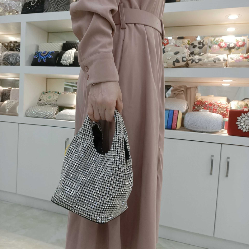 Damentasche, modische, hochwertige Diamantkette mit Strass, tragbarer Messenger für den Abend_voghion.com