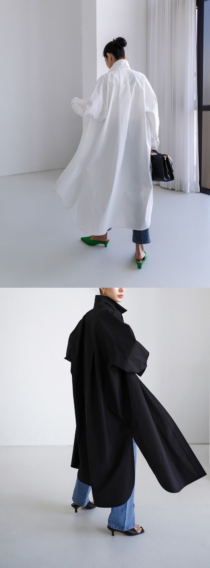 Women's Oversized Shirt Dress With Asymmetrical Slit Long Sleeve Casual Button Down Tunic Top, Lightweight Linen Blend Open Front Cover Up_voghion.com