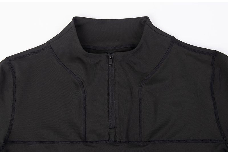 Vêtements de fitness Sigutu pour hommes, vêtements d'été à fermeture éclair, col montant, vêtements moulants PRO, course à pied, séchage rapide, manches courtes, sport_voghion.com
