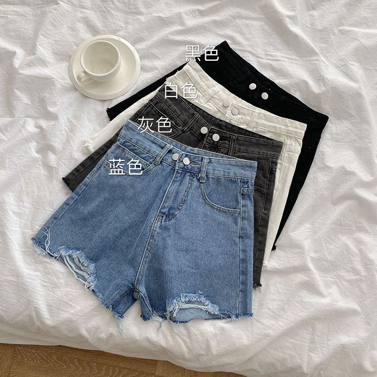 Internet-Promi-Shorts mit hoher Taille für Damen im Sommer 2024, neues weites Bein mit Löchern, die schlanker aussehen,_voghion.com