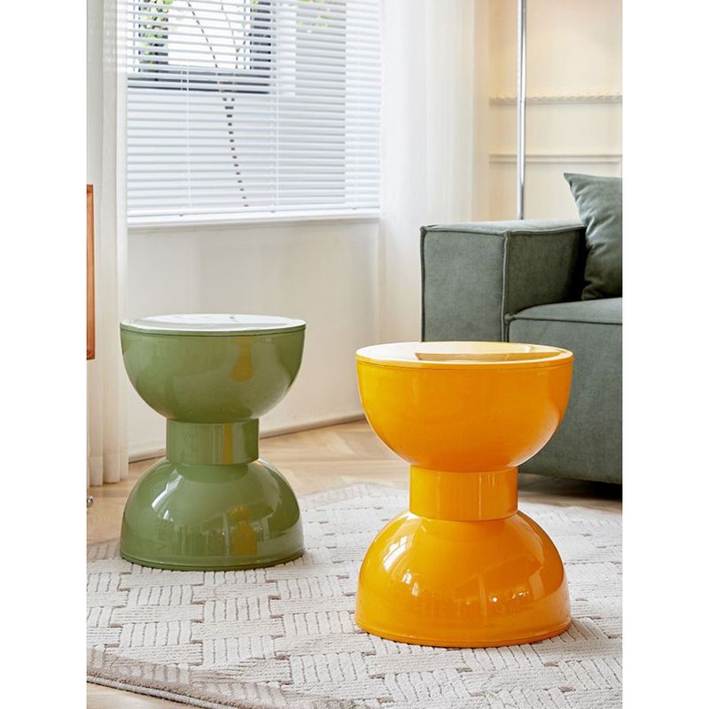 Mesa de centro nórdica de plástico color crema para comedor, sala de estar, pequeña y creativa, redonda, para entrada, cambiador de zapatos_voghion.com