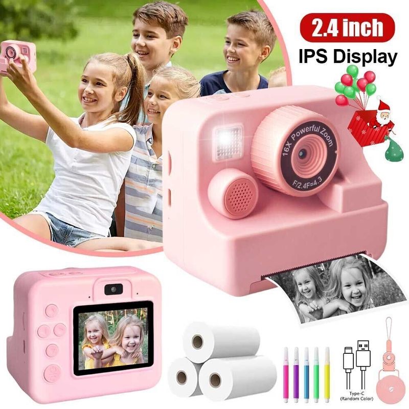 Kids Camera Video Recorder 1080P LCD Mini Toy Digital Children Cam Instant Print_voghion.com
