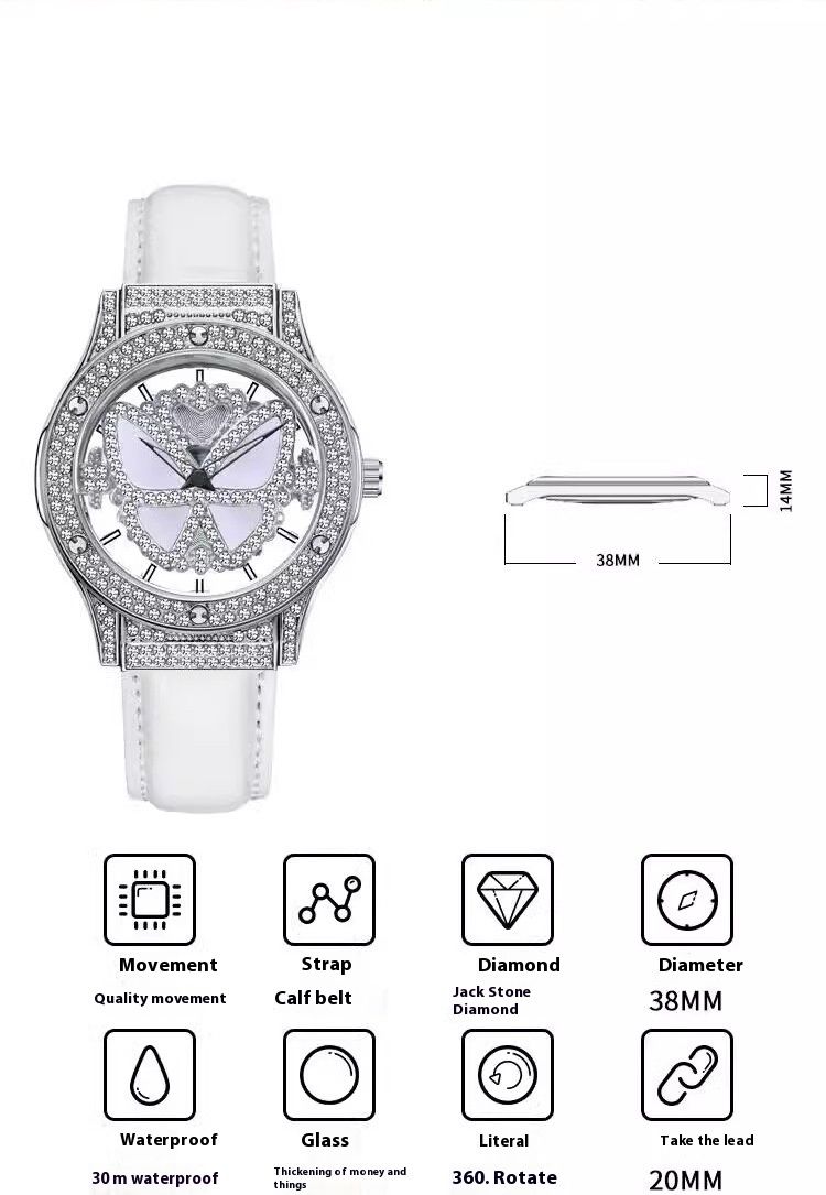 2024 Internet famous new butterfly running fashion quartz diamond inlaid ceramic women's watch_voghion.com