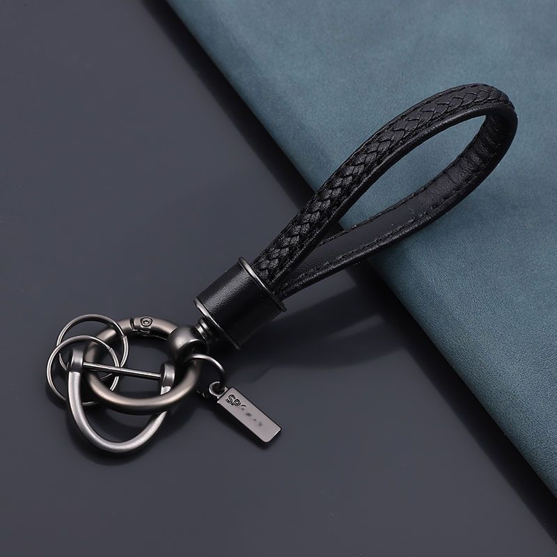 Porte-clés de voiture en cuir de vache, petit lapin, pendentif tridimensionnel, dessin animé, mignon, pour femme, personnalité, couple, sac_voghion.com