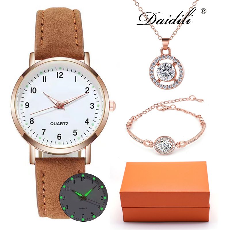 Reloj de pulsera, pulsera, collar, reloj, mujer, luminoso, collar, pulsera, relojes de cuarzo_voghion.com