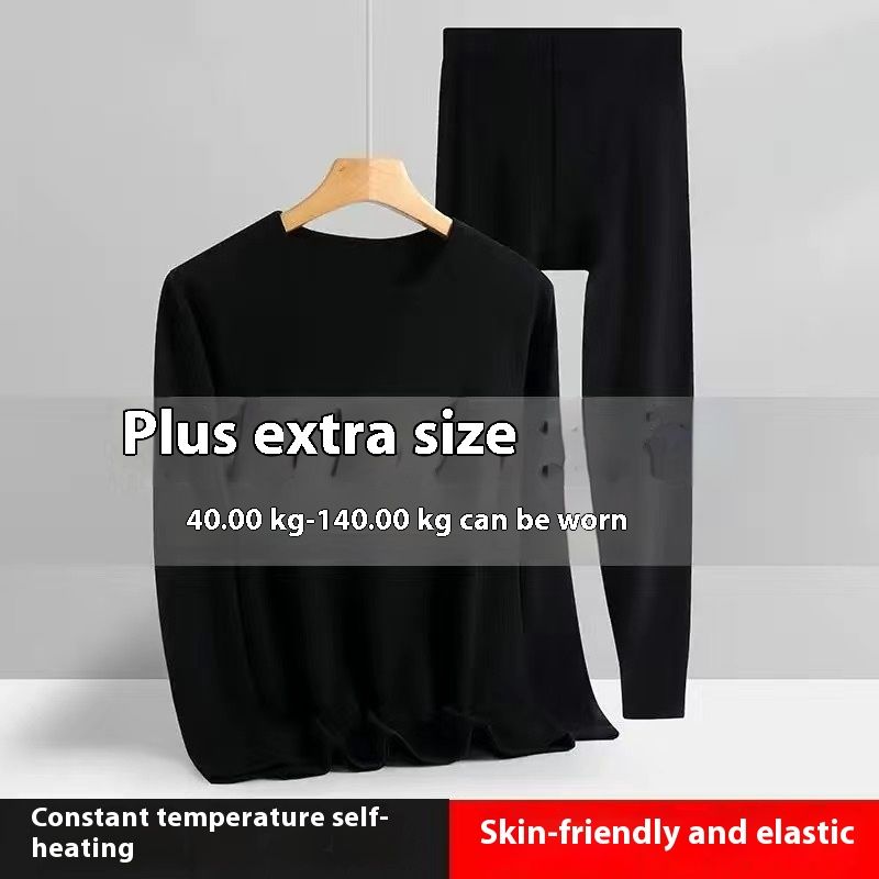 Új német flanel kétoldalas, kefélt termo alsónemű szett férfi kerek nyakú téli állandó hőmérsékletű fűtéssel_voghion.com