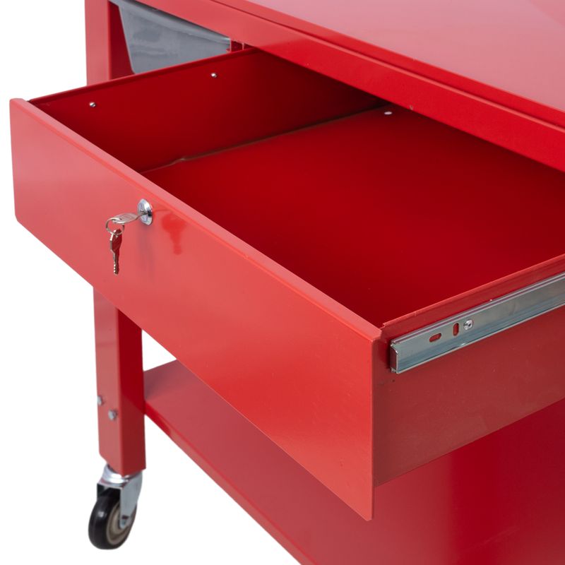 Transmission Teardown Work Station 1/2 Ton Capacity Sloping Drain Table Locking Drawer Removable Drain Basin Full-Width Lower Shelf Four 4-Inch Caster Wheels_voghion.com